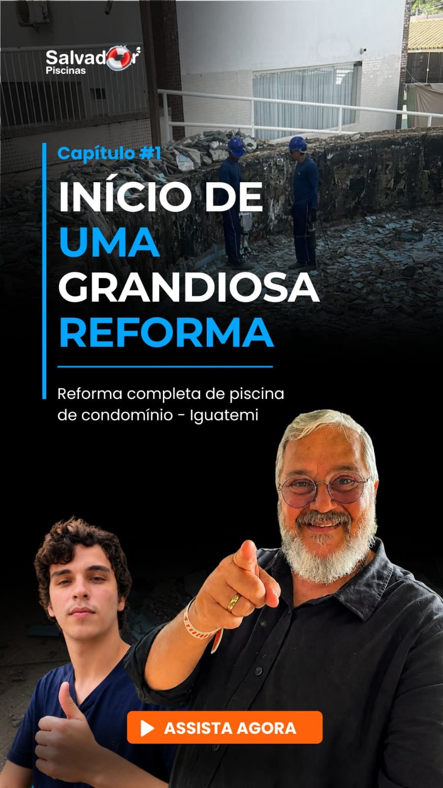 Reels e conteúdo de obra da Salvador Piscinas