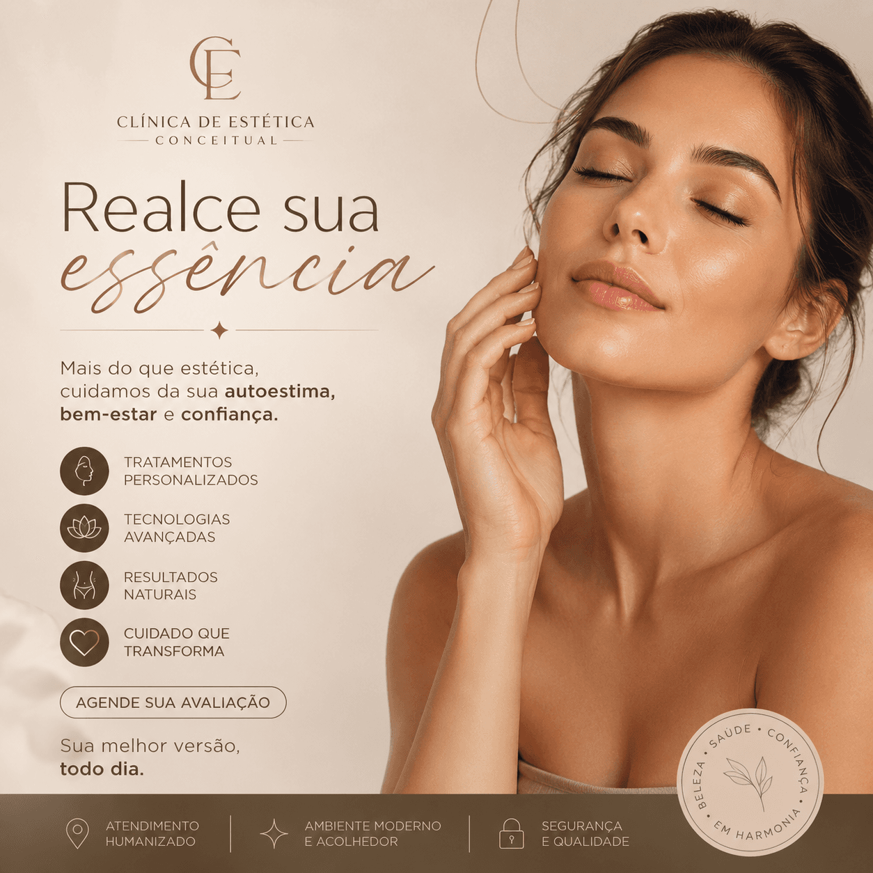Campanha institucional criada para uma clínica de estética conceitual