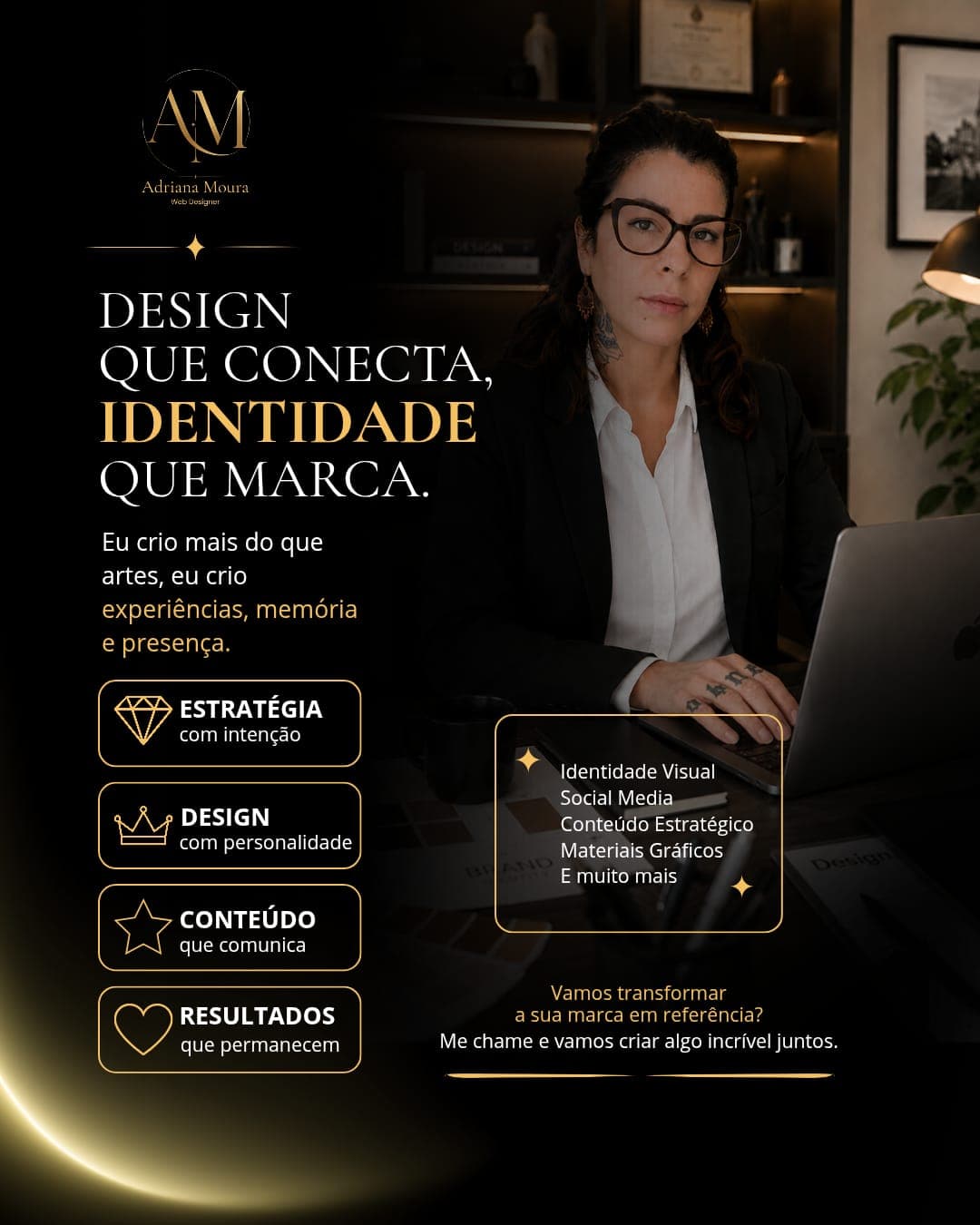 Apresentação da marca pessoal e dos serviços de Adriana Moura